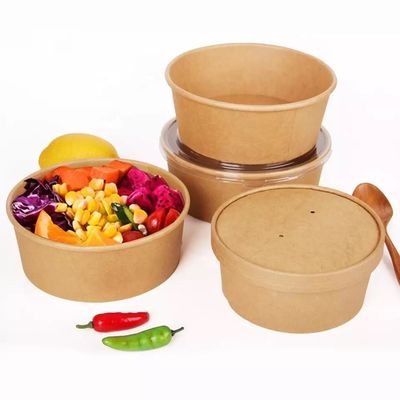 Round Disposable Salad Bowls With Lids , Durable Take Away Paper