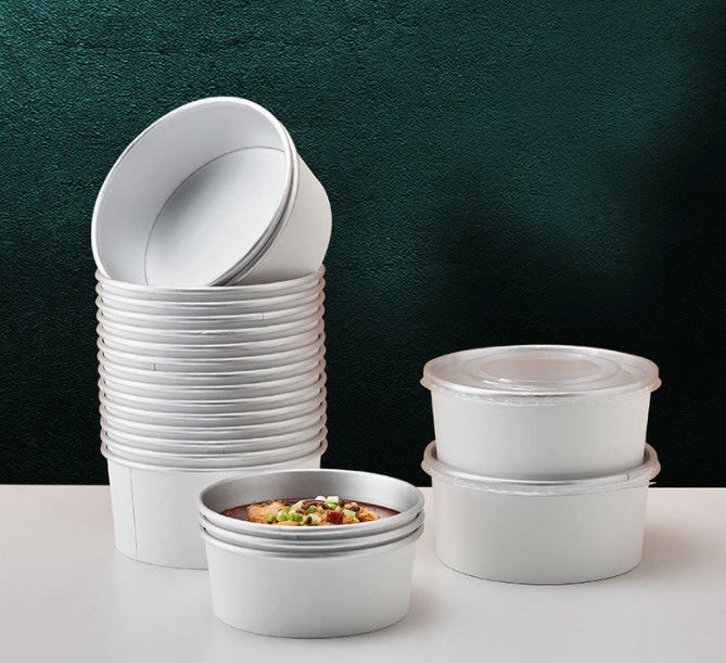 Food Grade Aluminium Paper Bowls With Lids Takeaway Round Aluminium Foil  Bowl