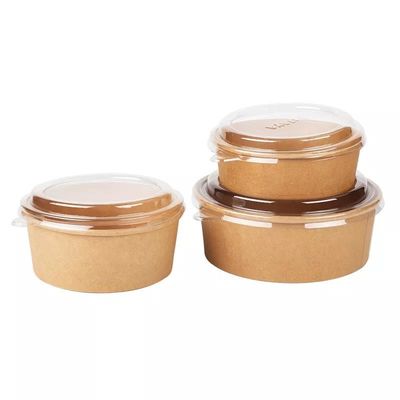 PE Lined Disposable 850ml Kraft Paper Salad Bowl Compostable To Go
